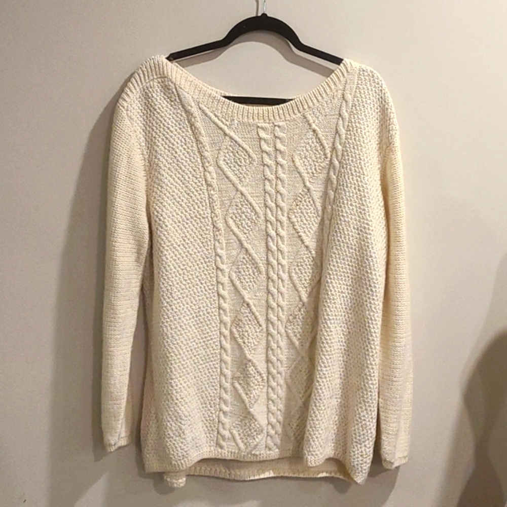 NWT Bob Timberlake cream wool blend knit sweater with glitter threading